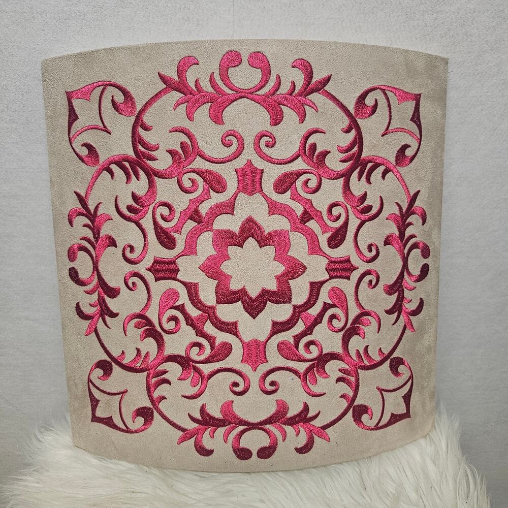 Damask Beige and Fuchsia Square 3-D Wall Hanging